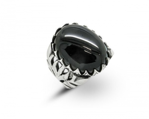 Мужское кольцо из серебра оникс, ТМК-28