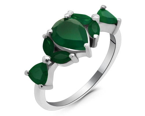 Кольцо из серебра зеленый агат, Одайл