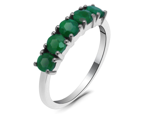 Кольцо из серебра зеленый агат, Джоли