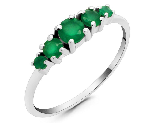 Кольцо из серебра зеленый агат, Синтория