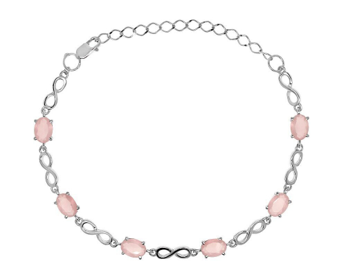 Браслет из серебра розовый кварц, Ю-41005р