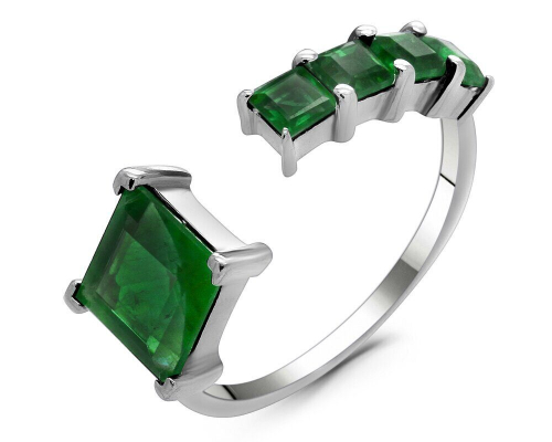 Кольцо из серебра зеленый агат, Беатриче