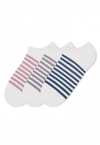 Набор укороченных женских носков в полоску, цвет серый/синий/розовый