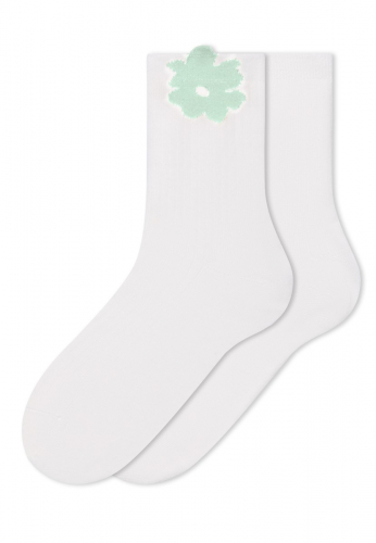 Набор женских носков в рубчик, цвет молочный/мятный