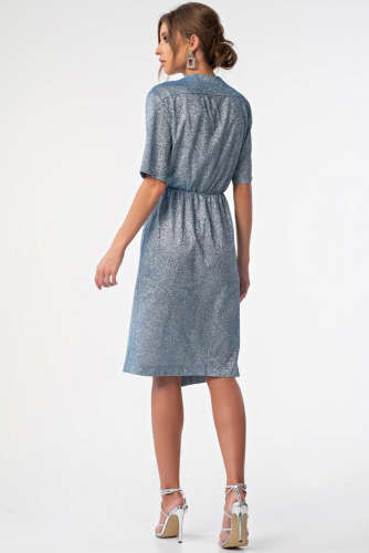 Платье из ткани с напылением голубое