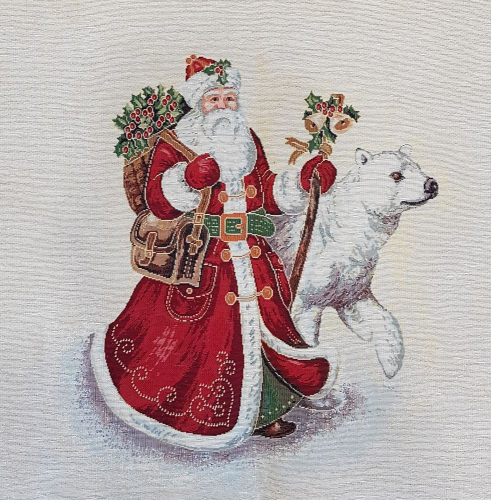 Дед Мороз и белый мишка Салфетка круг д45 см 2413222