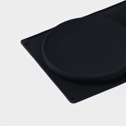 Форма для выпечки Доляна «Бискотто», силикон, 2 ячейки, 35×19,5×1,7 см, d=16 см, цвет чёрный