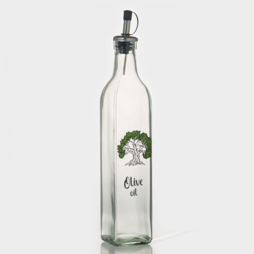 Бутылка стеклянная для соусов и масла Доляна «Дерево оливы», 500 мл, 5,5×30 см