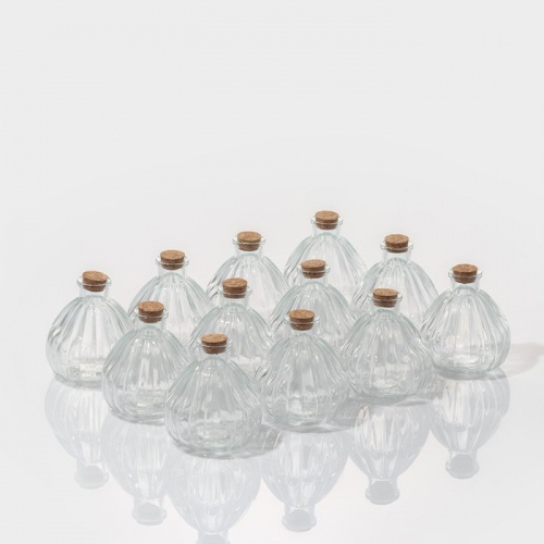 Набор стеклянных банок для сыпучих продуктов с пробковой крышкой Доляна «Парфе», 250 мл, 8,7×9,4 см, 12 шт