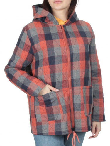 W-128 CORAL/GRAY Куртка демисезонная женская (100% хлопок, синтепон 50 гр.) размер 58