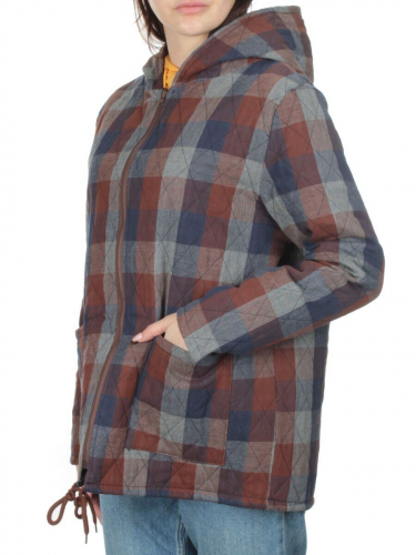 W-128 BROWN/BLUE Куртка демисезонная женская (100% хлопок, синтепон 50 гр.) размер 50