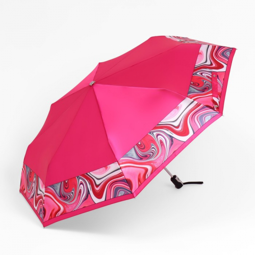 Зонт автоматический «Орнамент», сатин, 3 сложения, 8 спиц, R = 52 см, цвет розовый