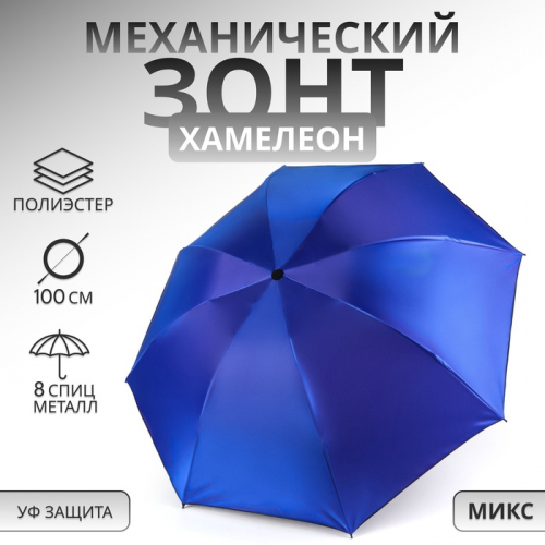 Зонт механический «Хамелеон», 4 сложения, 8 спиц, R=47/50 см, D = 94 см, МИКС