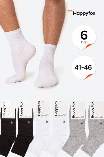 6 пар спортивных носков с резинкой Happy Fox