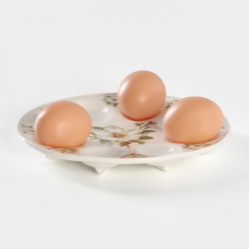 Подставка фарфоровая для яиц Доляна «Цветы шиповника», d=20 см