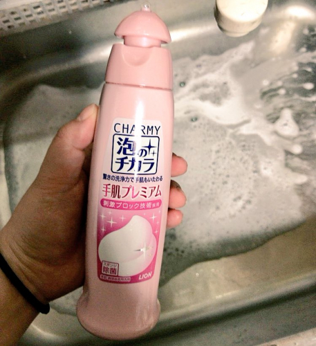 Пенящееся антибактериальное средство для мытья посуды Charmy Hand Skin Premium с ароматом роз, LION 240 мл
