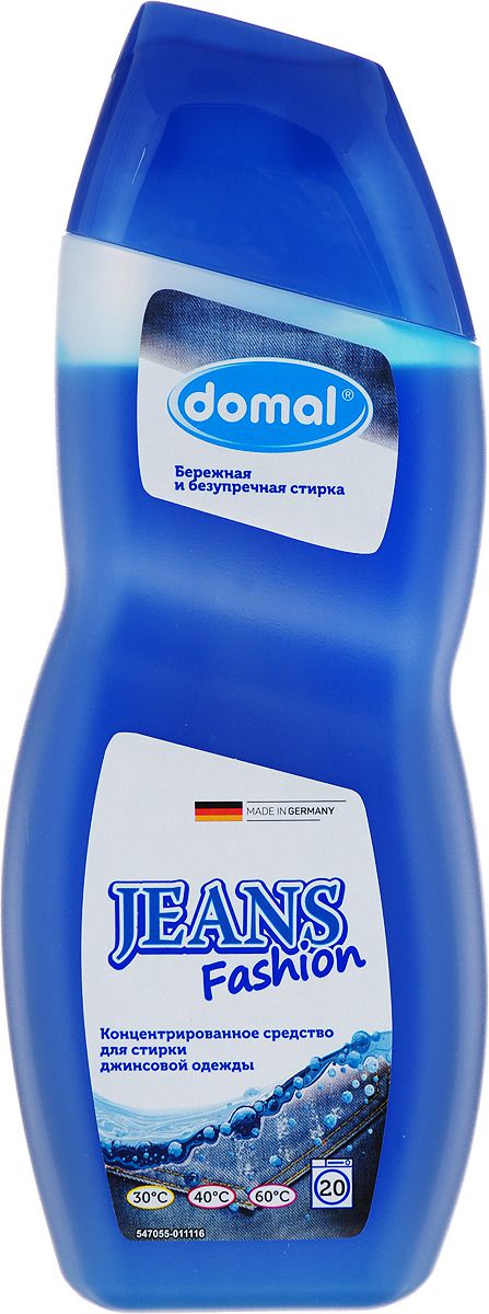 Концентрированное средство для стирки джинсовой ткани синего и голубого цвета Jeans Fashion, DOMAL 750 мл