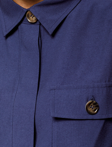 Блузка в стиле сафари из плотного лиоцелла D29.239 дымчатый синий
