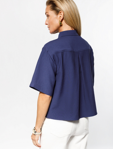 Блузка в стиле сафари из плотного лиоцелла D29.239 дымчатый синий