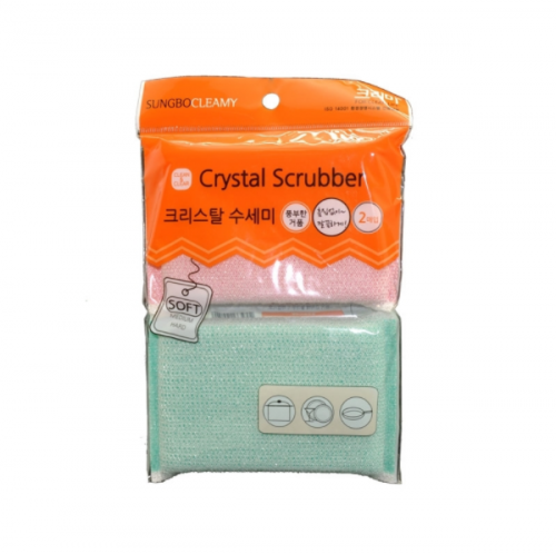 Губка для мытья посуды № 054 Crystal Scrubber (14 см х 8 см х 2 см) мягкая, SUNGBO CLEAMY 2 шт.