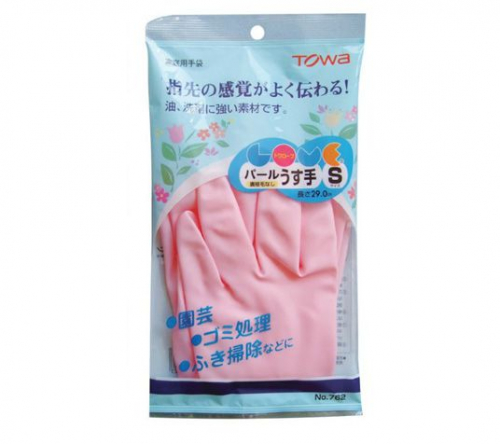 Виниловые перчатки без покрытия внутри, TOWA (S, цвет розовый)