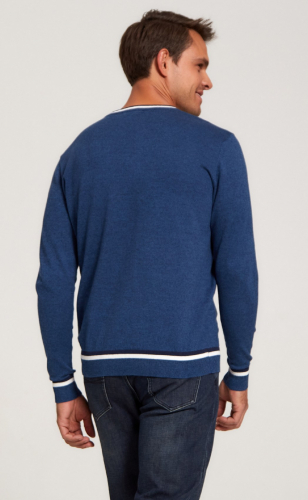 Пуловер однотонный мужской с V-образной горловиной F021-15-0046 jeans melange