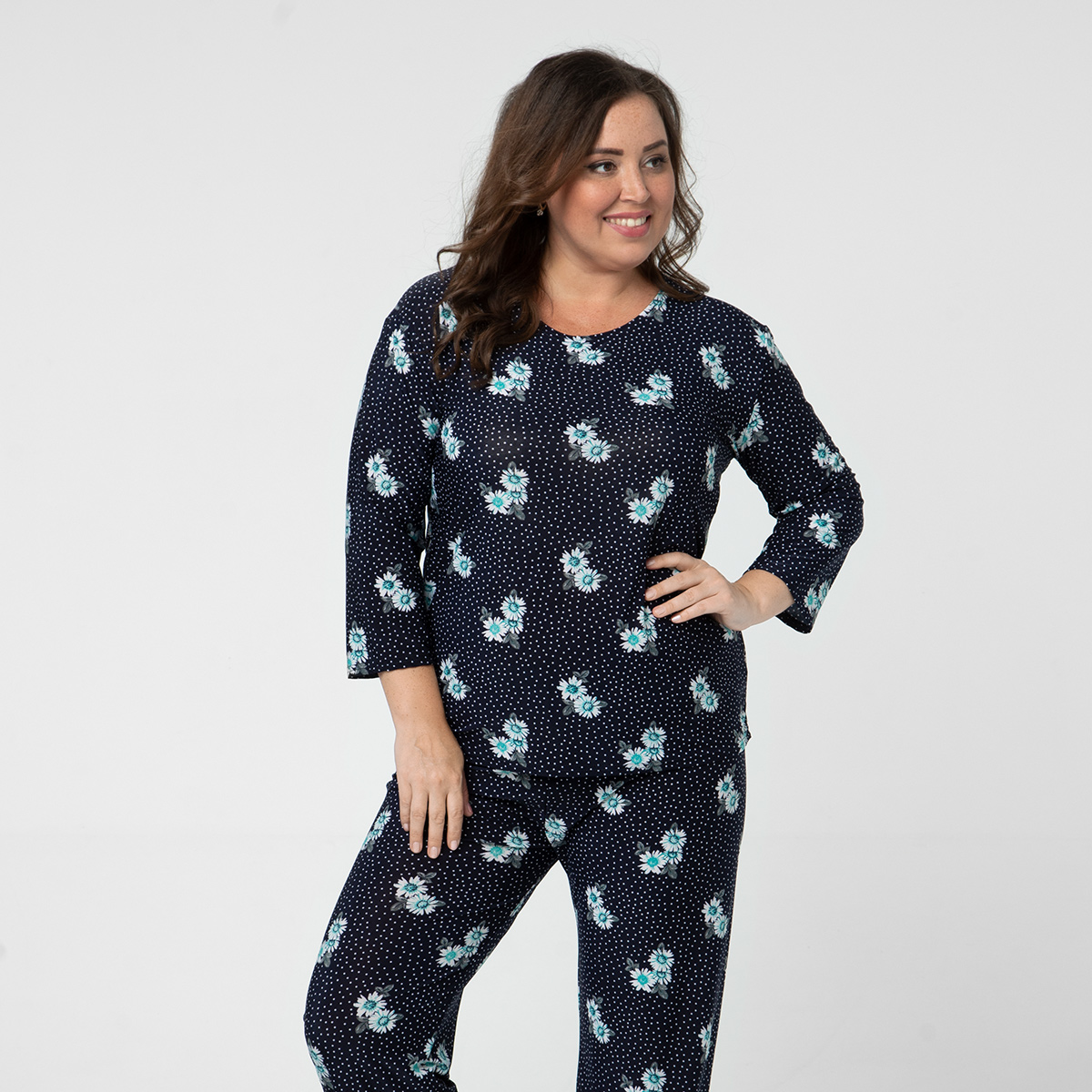 ст. цена1500руб.! Костюм, трикотаж, блуза, брюки, васильковый