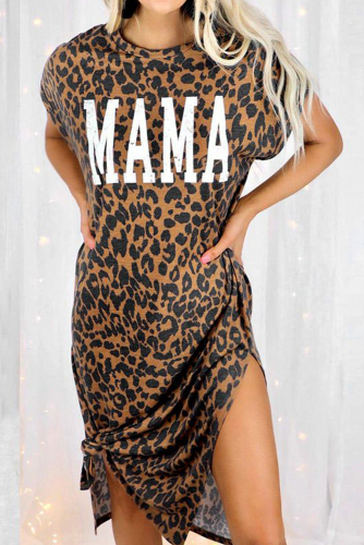 Леопардовое платье-футболка с принтом 