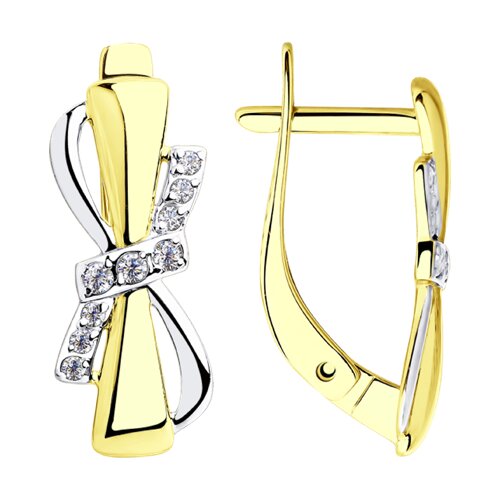 028196-2 - Серьги из желтого золота с фианитами