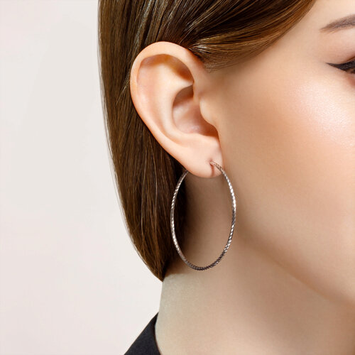 94140018 - Серьги конго из серебра с алмазной гранью