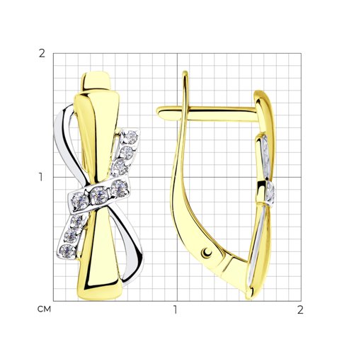 028196-2 - Серьги из желтого золота с фианитами