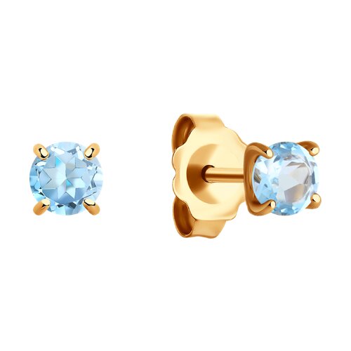 727412 - Серьги пусеты золотые пробы 585 с топазом