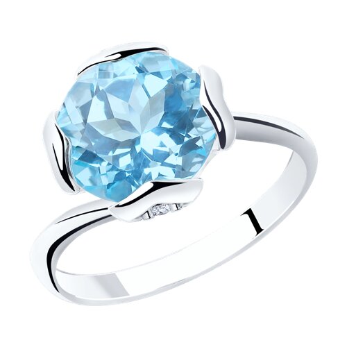 92011793 - Кольцо из серебра с топазом и фианитами