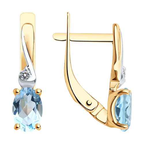 728222 - Серьги золотые пробы 585 с топазом