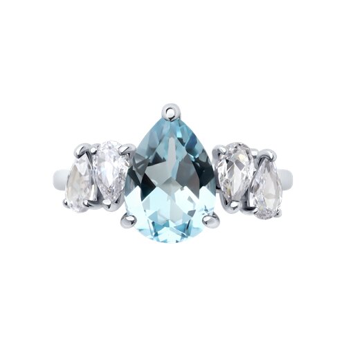 92014453 - Кольцо из серебра с топазом и фианитами