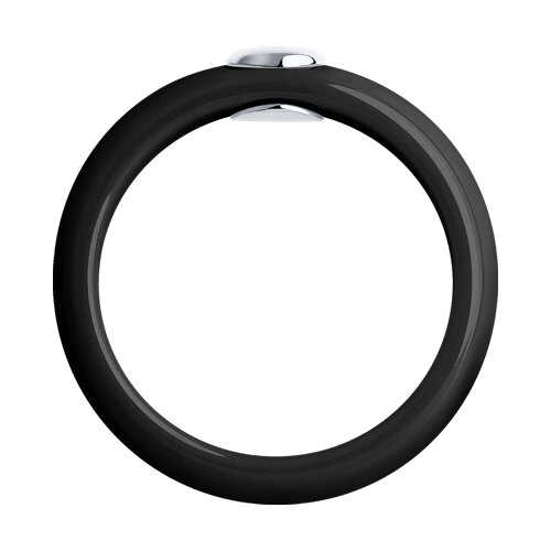 6015032 - Кольцо из белого золота с бриллиантом и чёрной керамической вставкой