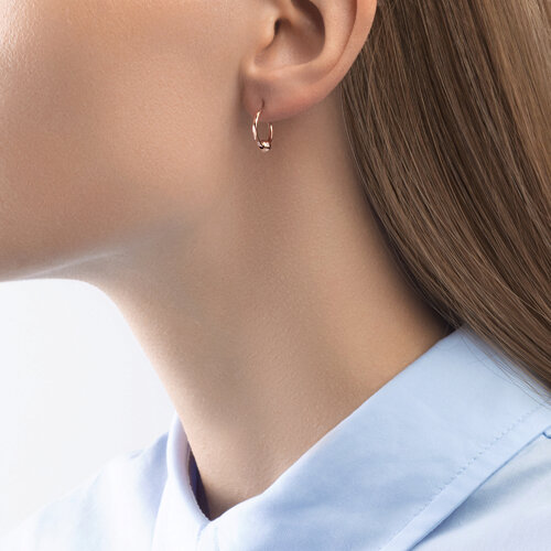 140120 - Серьги конго из золота с алмазной гранью