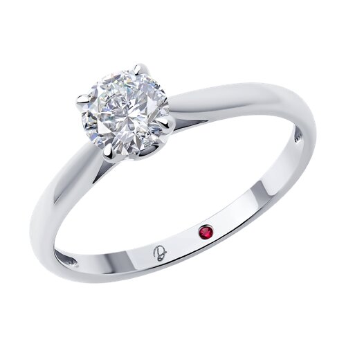 52-210-02383-1 - Кольцо из белого золота с выращенным бриллиантом и рубином