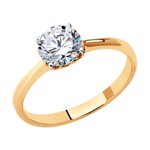 93011082 - Кольцо из золочёного серебра с фианитом