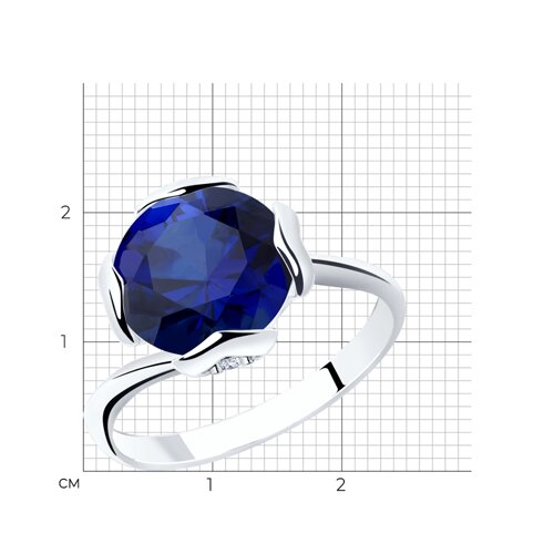 92012130 - Кольцо из серебра с ситаллом и фианитами