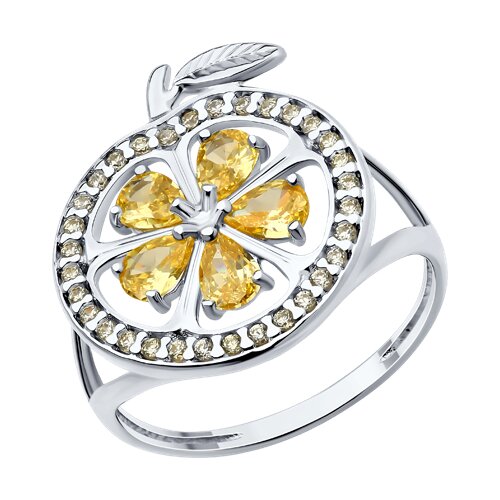 94014213 - Кольцо из серебра с фианитами