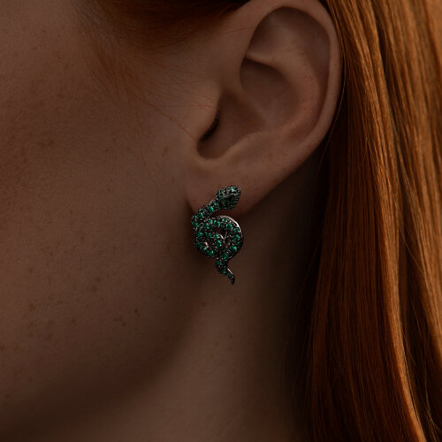 94025284 - Серьги из серебра с фианитами