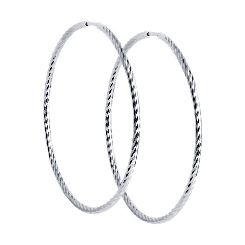 94140018 - Серьги конго из серебра с алмазной гранью