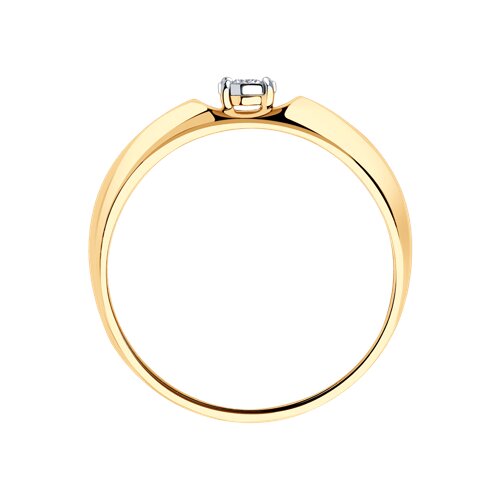 1011627 - Кольцо из комбинированного золота с алмазной гранью с бриллиантом