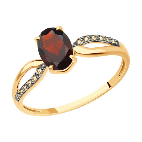 51-310-01496-2 - Кольцо золотое пробы 585 с гранатом