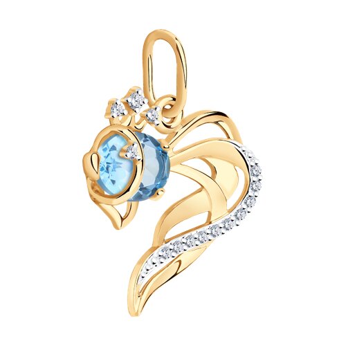 731290 - Подвеска золотая пробы 585 с топазом