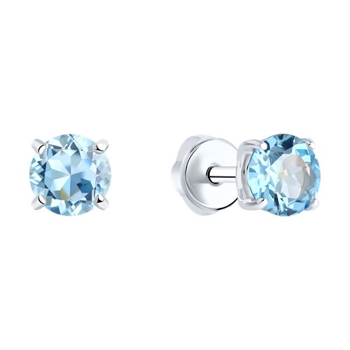 92021086 - Серьги-пусеты из серебра с топазами