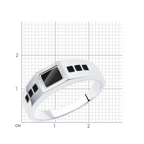 94-112-00791-1 - Кольцо из серебра с алмазной гранью и эмалью