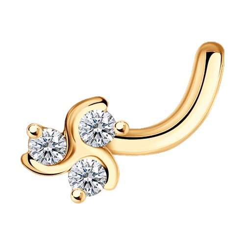 060050 - Пирсинг в нос из золота с фианитами