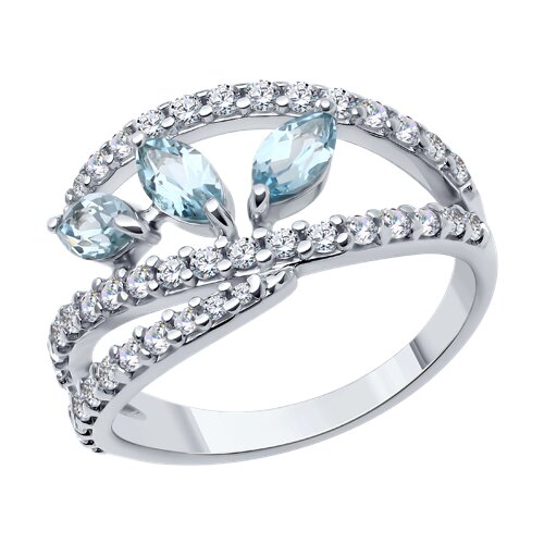 92014530 - Кольцо из серебра с топазами и фианитами